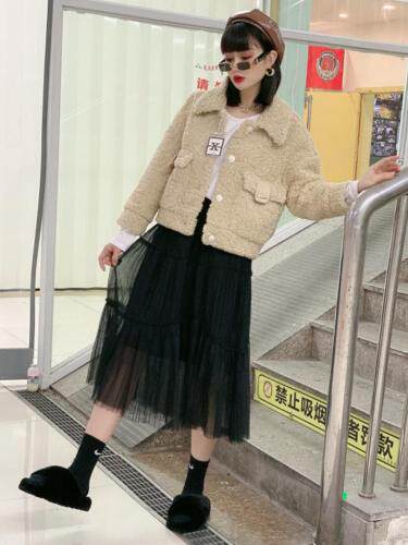 娃娃领短款大口袋皮毛一体，女装，昕叶良品