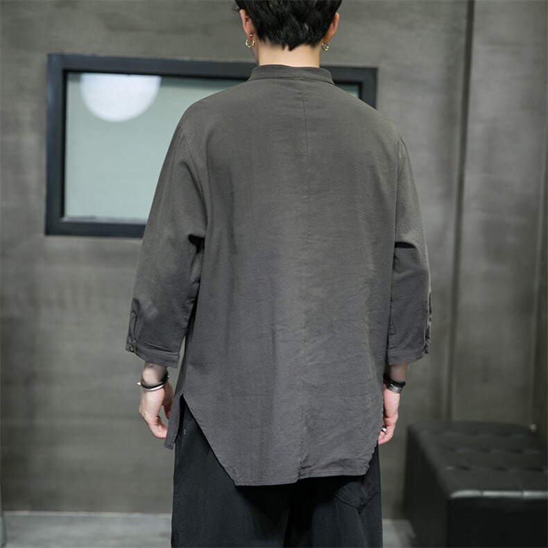 风2025春夏棉麻短袖t恤男宽松大码七分袖QT6008-1/T064/P45,男装T恤,电商A008