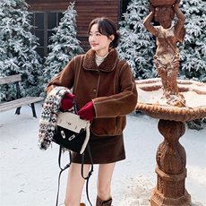 2025新款冬季新品！正反两穿高级感皮毛一体棉服外套，女装棉衣/棉服，1C151