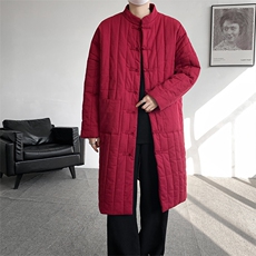 8XL-M风夹棉加厚棉麻复古禅意道袍棉衣中长款MY1704P128控158，男装棉衣，电商D206-1