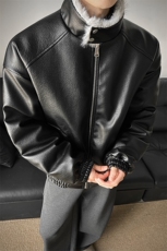 冬季荔枝皮狼王座山雕加厚棉服情侣男装PU皮棉衣外套S538-特118，男装棉衣，电商A233-1