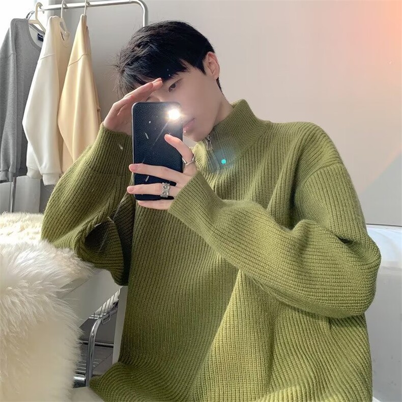 宽松时髦拉链立领2025年新款冬季高冷针织毛衣男1347-P53，男装针织衫/毛衣，星座910-5