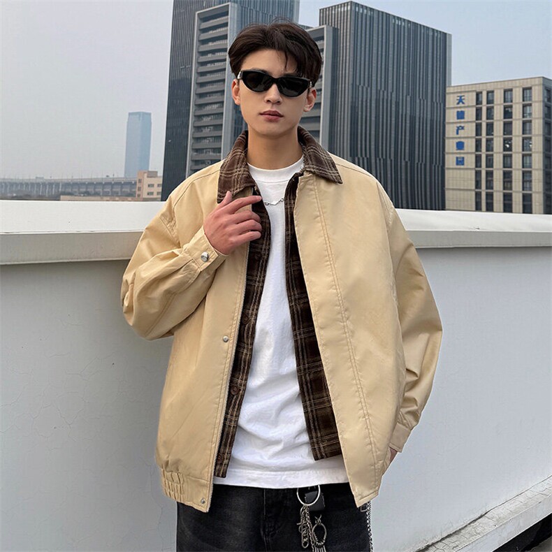 2026春季休闲痞帅工装假两件翻领夹克潮流外套A436-5002-P70,男装夹克,电商A436
