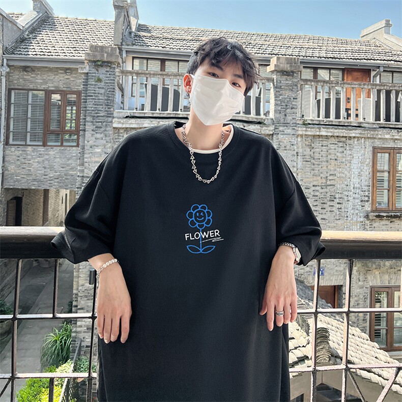 华夫格t恤男短袖男大码五分袖酒店风HT73274-P22,男装T恤,电商A040