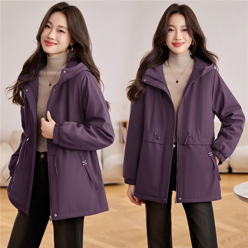 现货派克服加绒加厚保暖洋气收腰显瘦2025冬季女中长款外套,女装派克服,木橙西子