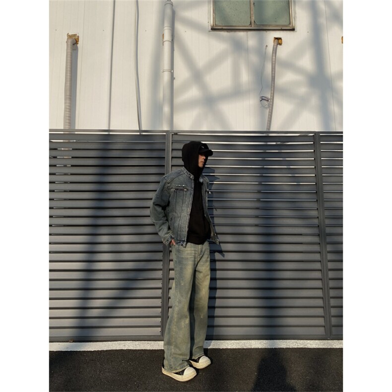 2024/水洗黄泥色cleanfit牛仔直筒破洞裤1005-3-SGN0015-P65控88,男装休闲裤,星座1005-3