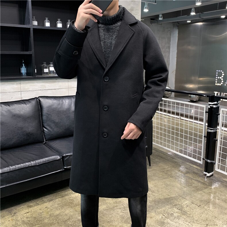 N1079/P100加棉P110秋冬毛呢大衣男中长款过膝风衣大码男士呢大衣,男装毛呢大衣,电商A141