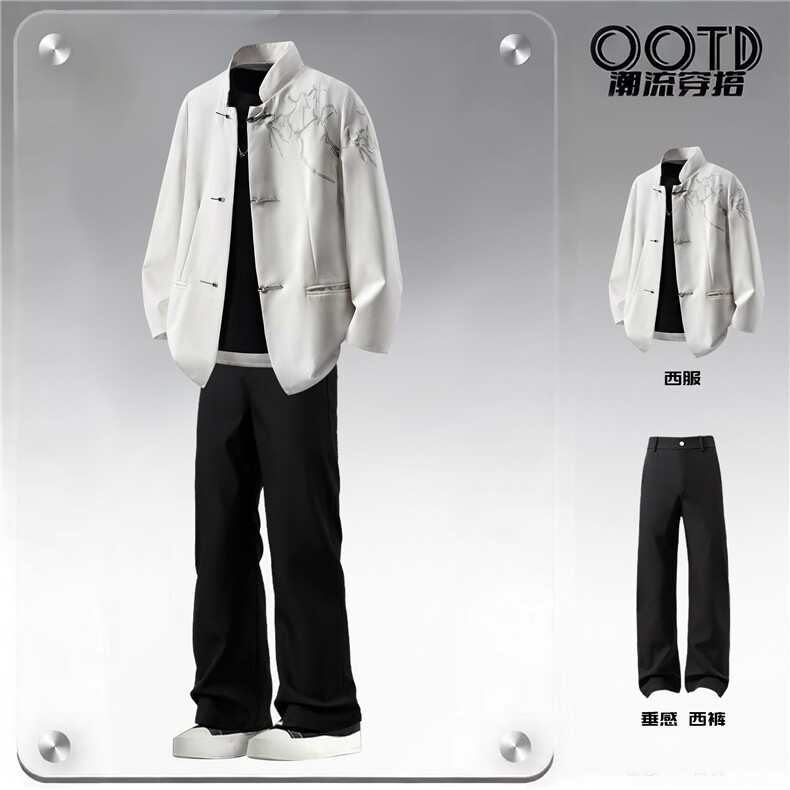 西服立体绣95%绦纶5%氨纶M-5XL大码XF78058P90控139西裤78151P45，男装西服，星座227-7