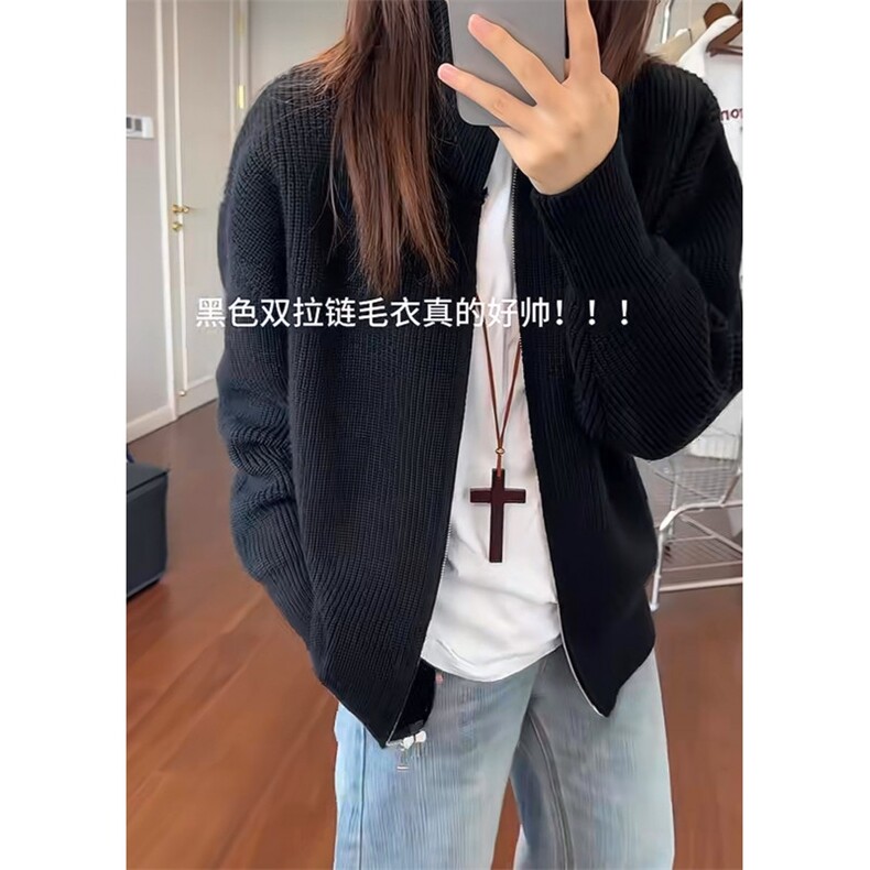 10万件双拉链毛衣开衫男女同款针织衫外套情侣装H11-特P45,男装针织衫/毛衣,星座1212
