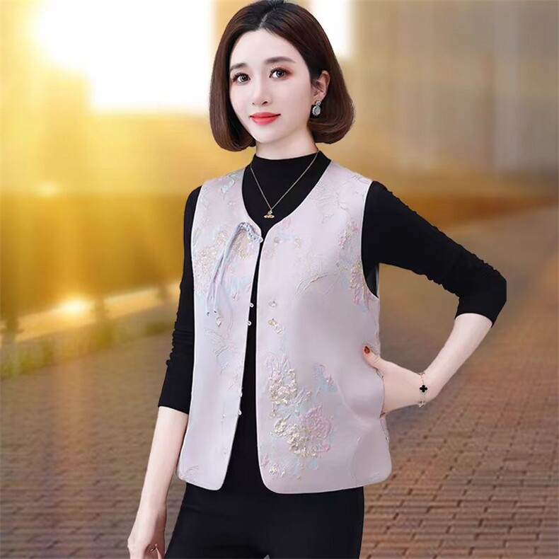 新中式风马甲女士春秋2025新款春季高级感马夹妈妈坎肩唐装外套，女装马甲，燕颉服饰