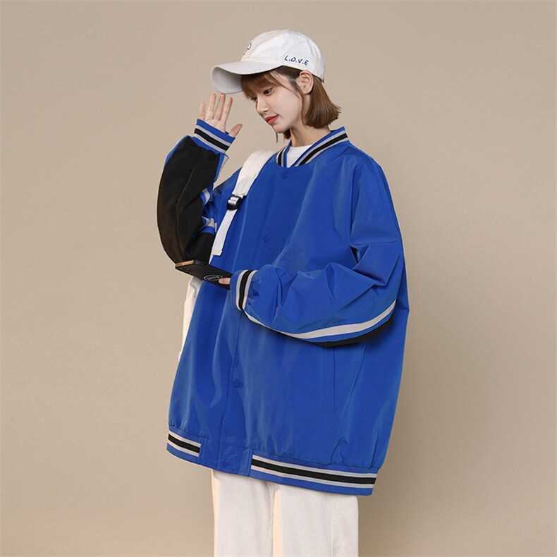 中性风小牛津上衣夹克宽松落肩拼色棒球服外套XZ214-8JK701-P65,男装夹克,星座1204-3
