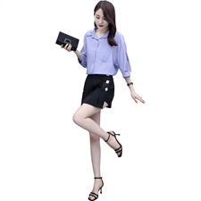 2021夏款新款蕾丝拼接宽松百搭衬衫+裙裤套装，女装套装/套裙，瑶迪依秀