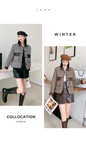 皮拼格子外套,其它,一家人