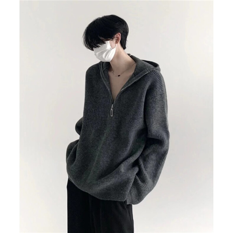 主推美式秋冬半拉链连帽毛衣慵懒宽松男针织衫D373P78网图,男装针织衫/毛衣,电商A335-1（原A458）