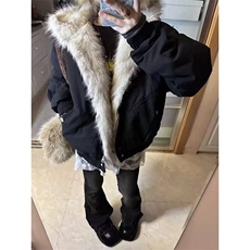 现货高品质美式高街冬季重磅硬挺短款座山雕毛领棉衣男女加厚外套，男装棉衣，电商A443