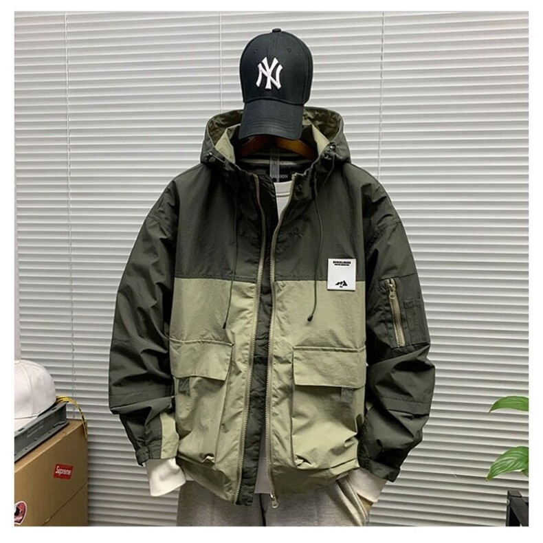 W9160-P80网图现货春季新款大口袋户外机能连帽冲锋衣夹克,男装夹克,星座1608-2