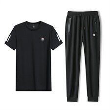 男夏装大码休闲运动套装冰丝网眼5032-1_L-4XLP1005XL-9XLP110，男装套装，星座1516-1