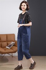 2022夏季新款时尚气质宽松显瘦休闲舒适背带牛仔裤套装，女装套装/套裙，丽影随形