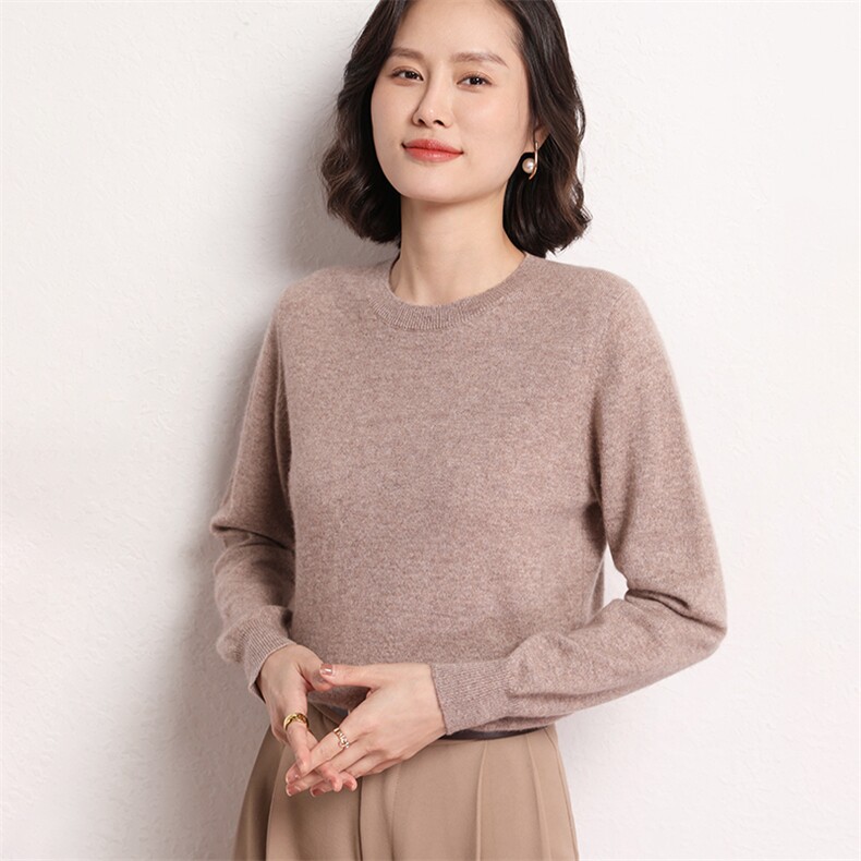 秋冬新款时尚潮流纯色圆领8色可选女柔软舒适,女装羊毛衫,艾米娇羊绒