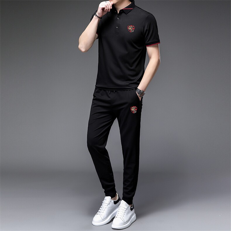 运动套装男春夏季新款潮服饰休闲运动服两件套冰丝感透气耐磨速干,男装休闲套装,电商B212（原钱塘6029）
