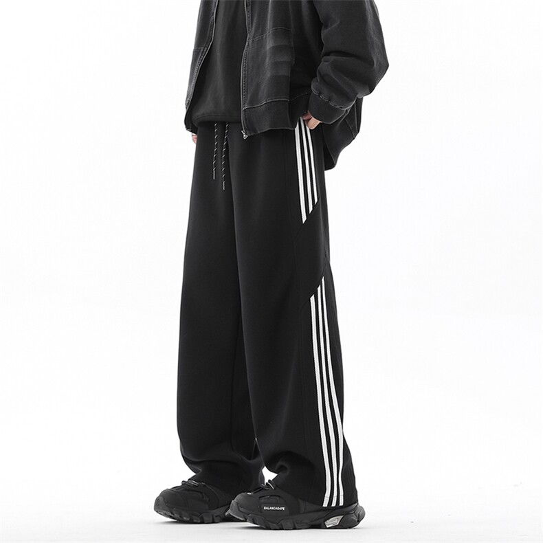 X416b-1-KL910-P50限78重磅美式oversize港风新秋冬条纹男运动裤，女装休闲裤，星座416B-1