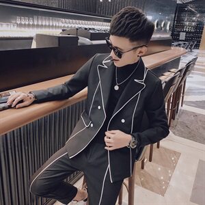 社会风小伙休闲修身商务西装西裤西服韩版两件套装D803-P165控205图片