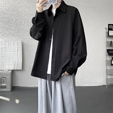 8XL-M泡泡纱盐缩肌理长袖衬衫男夏季冰丝外套防晒衬衣CS29007P40，男装衬衫，电商B312