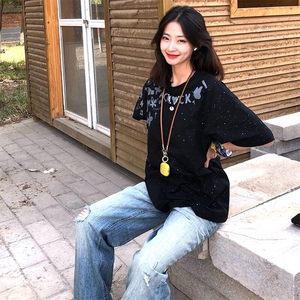 万针全刺绣工艺抖音得物高品质260克重磅纯棉双纱美式高街短袖T恤图片