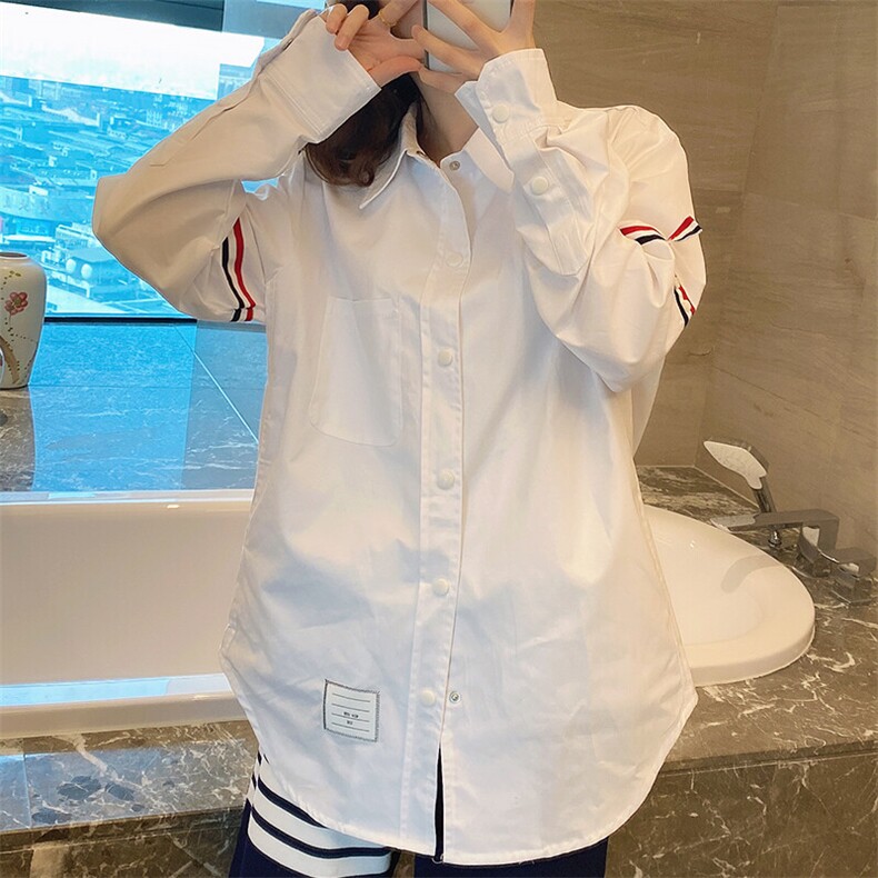双袖标白色衬衫女设计感小众高版本25春夏学院风宽松CS022,男装衬衫,星座1116A（原606A-3）