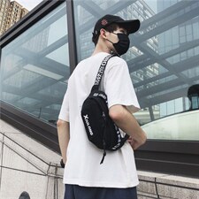 新款夏季字母拉链时尚情侣印花时尚潮流腰包牛津布斜跨包，鞋类箱包男包，星座510A-2