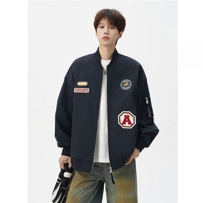 网图美式夹克春秋复古徽章设计高街宽松显瘦外套YY803-特P41，男装夹克，电商C216