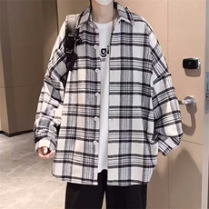 F470P31秋冬男装新款男生宽松衬衫外套格子学生款，男装衬衫，星座512-6
