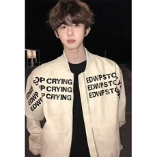 复古字母印花棒球服外套男女春秋飞行员夹克皮上衣JA891，男装夹克，星座1116A（原606A-3）