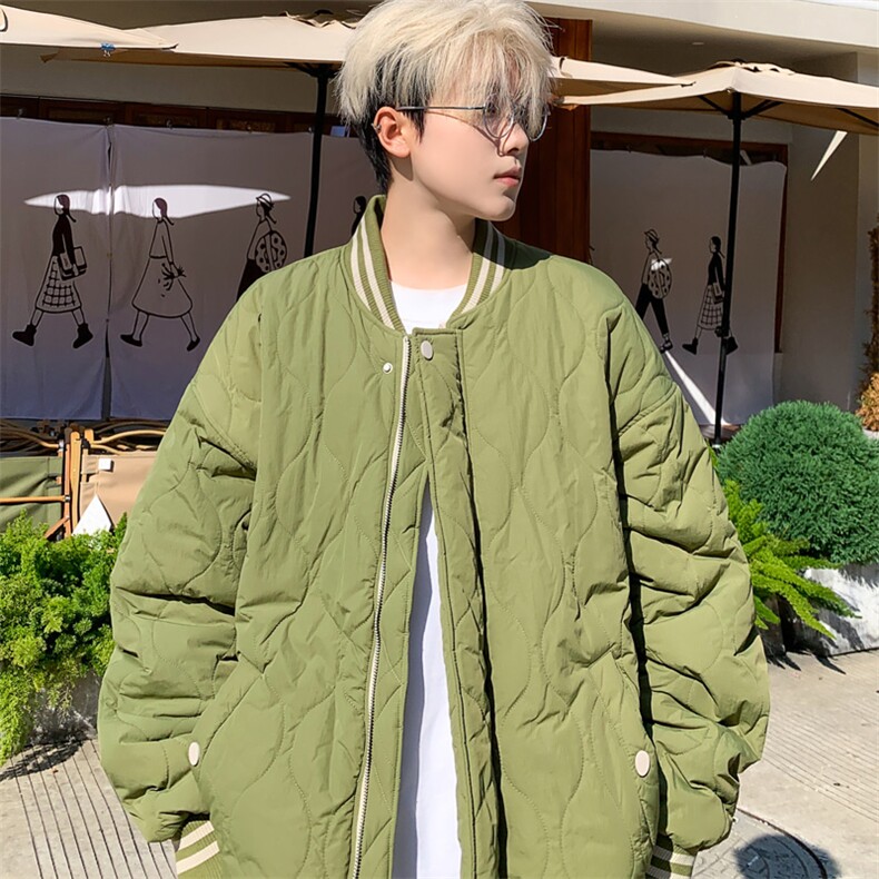 菱形格棉衣男冬季情侣棒球棉服加厚棉袄外套M6077P110控148,男装棉衣,电商A157