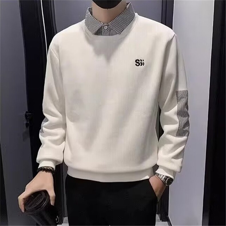 网图现货假两件刺绣潮宽松套头时尚潮流青少年卫衣RT515-P50,男装卫衣,星座1005-4