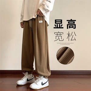 HQ1294-TP45 灯芯绒裤子男拼接hiphop潮牌运动裤秋季束脚休闲长裤图片