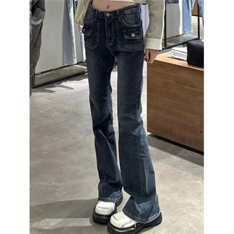 复古大码百搭显瘦高级感高腰显瘦牛仔裤女弹力微喇裤NY749,男装牛仔裤,星座1116A（原606A-3）