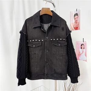 2025新款男士冬牛仔针织拼接羽绒服外套  D213-6277-P430图片