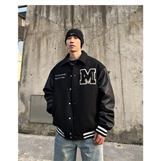 W10314-P65网图现货文艺棒球服外套宽松复古夹克简约潮流原宿，男装夹克，星座1608