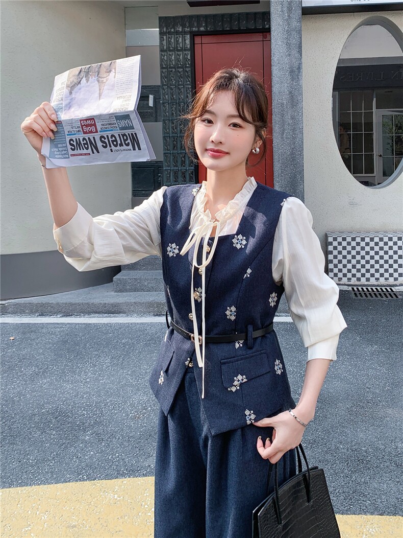 【现货】主推刺绣马甲打底裤腿裤三件套P205-K328,女装套装/套裙,浙宝128A