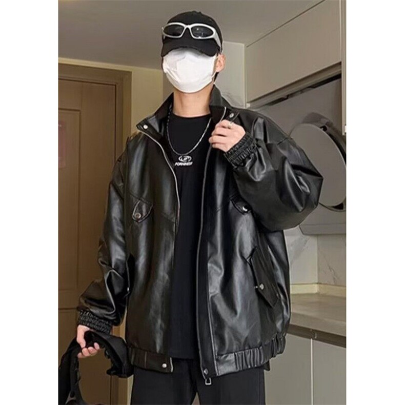 皮衣外套男春秋美式复古潮流痞帅设计感炸街机车皮夹克J440,男装夹克,星座1116A（原606A-3）
