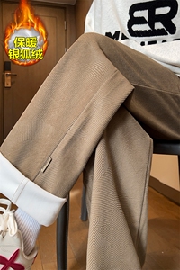 冬新丝绒雕花直筒裤大码男休闲保暖银狐绒拖地裤K1131J加绒-P60图片