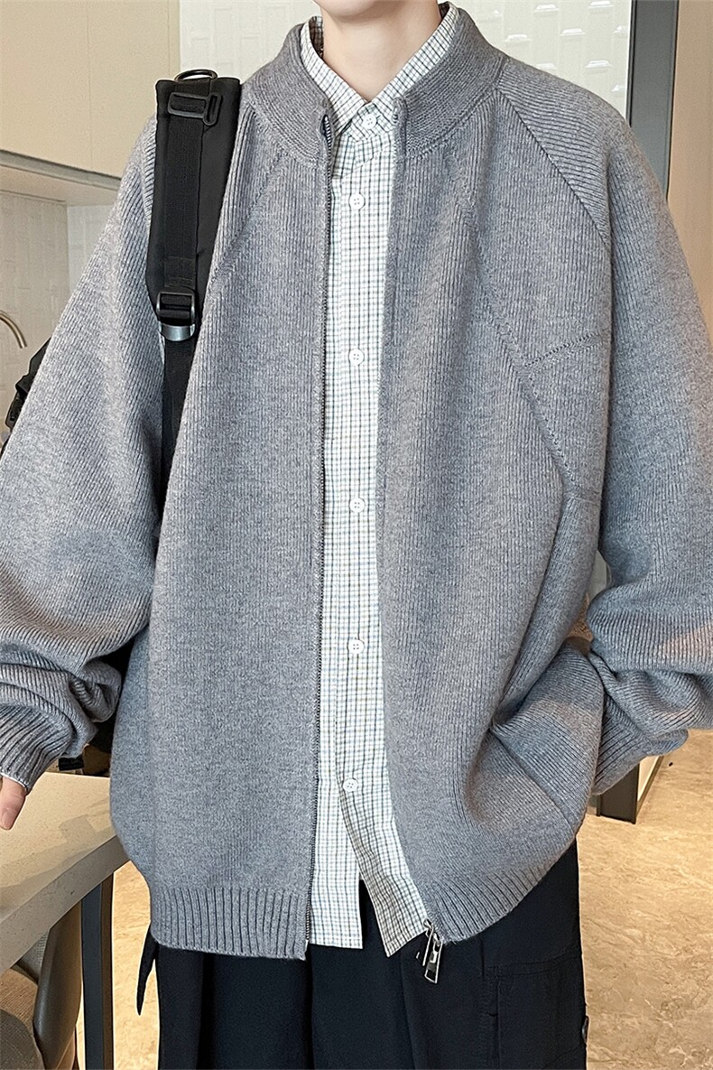 纯色立领开衫毛衣日系cleanfit拉链针织衫外套男5Q1136-TP65控118,男装针织衫/毛衣,电商A102