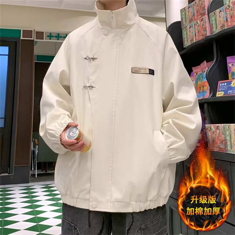 JK102/P65加棉P85秋冬设计感飞机扣夹克加厚男防水宽松外套棉衣,男装夹克,电商基地A050