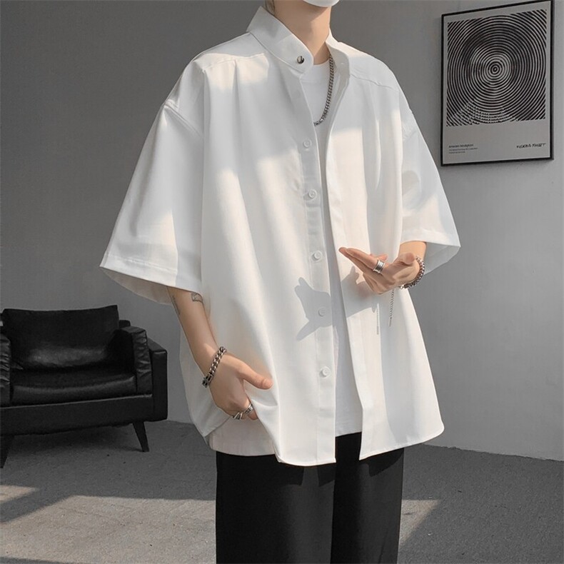 8XL-M中山领新中式短袖衬衫大码痞帅休闲半袖垂感衬衣DC5002/P50图片