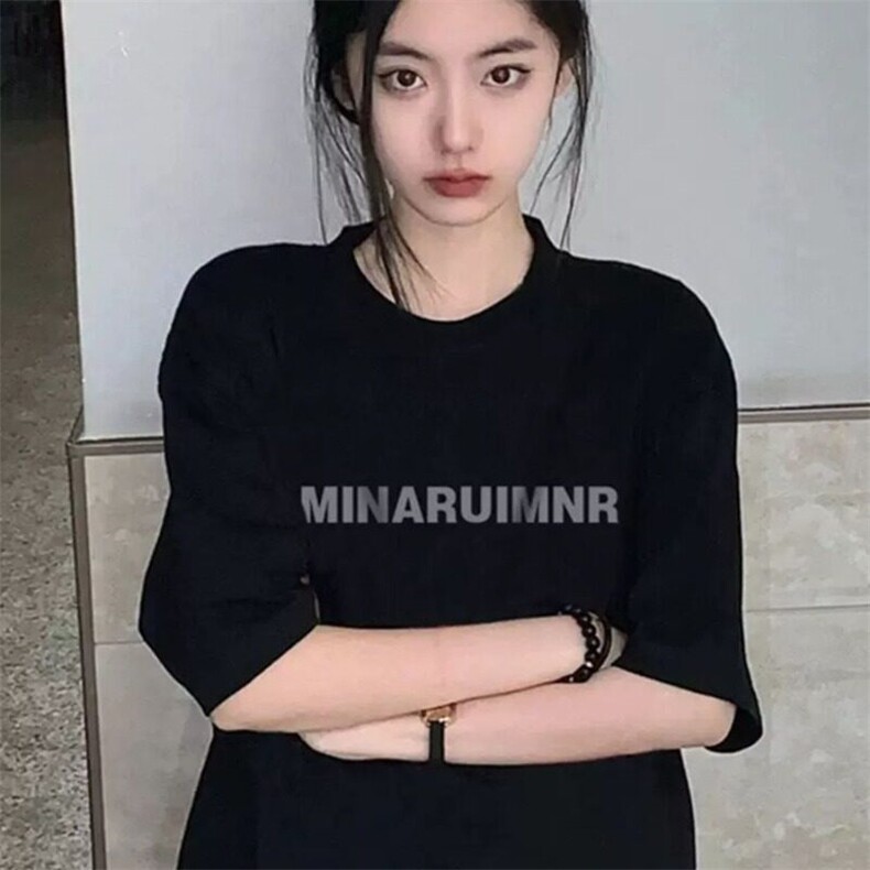 重磅字母短袖t恤男女2025新款夏季中长款宽松美式复古纯棉上衣,男装T恤,星座506A