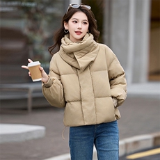 羽绒棉棉服女2024年冬季新款女装时尚休闲韩版连帽立领加厚棉服，女装棉衣/棉服，时尚俏佳人