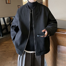 罗纹领设计感毛呢外套潮牌呢子秋冬潮牌宽松夹克上衣824P105，男装夹克，电商A458A
