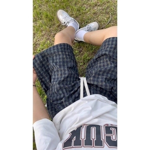 CP1214-P28 薄款速干短裤男夏季格纹运动五分裤沙滩裤子图片