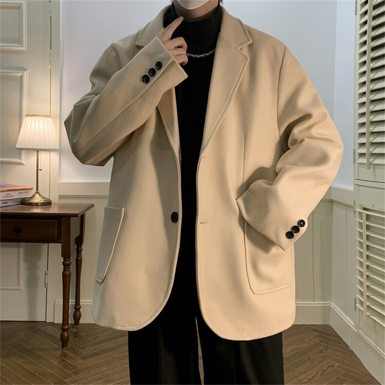 N6169/P95加棉P105冬季新开叉呢料毛呢西服男宽松外套上衣呢大衣,男装西服,电商A141